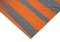 Orangener Anatolischer Handgewebter Flatwave Kilim Teppich aus Wolle 4