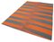 Orangener Anatolischer Handgewebter Flatwave Kilim Teppich aus Wolle 3