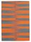 Orangener Anatolischer Handgewebter Flatwave Kilim Teppich aus Wolle 1