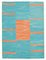 Türkisfarbener Anatolischer Flatwave Kilim Teppich aus handgewebter Wolle 1