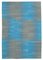 Blauer Anatolischer Handgeknüpfter Flatwave Kilim Teppich aus Wolle 1