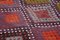 Red Oriental Hand Knotted Wool Vintage Kilim Carpet 5