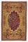 Gelber handgewebter rumänischer indigener Vintage Kilim Teppich 1