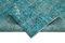 Turquoise Oriental Low Pile Handwoven Overd-yed Rug 6