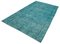 Turquoise Oriental Low Pile Handwoven Overd-yed Rug 3