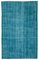 Turquoise Oriental Low Pile Handwoven Overd-yed Rug 1