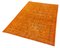 Orangenfarbener Anatolischer Handgeknüpfter Vintage Teppich aus Wolle 3