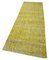 Alfombra de pasillo sobreteñida antigua turca amarilla tejida a mano, Imagen 3