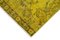 Yellow Antique Hand Knotted Wool Overdyed Runner Rug, Image 4