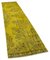 Yellow Antique Hand Knotted Wool Overdyed Runner Rug, Image 2