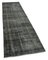 Black Oriental Hand Knotted Wool Overdyed Runner Rug, Image 2