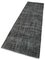 Black Antique Hand Knotted Wool Overdyed Runner Rug, Image 3