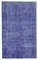 Türkischer Handgewebter Antiker Großer Überfärbter Teppich in Blau 1