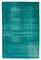 Turquoise Antique Hand Knotted Wool Large Overdyed Rug, Image 1
