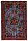 Roter Handgewebter Antiker Überfärbter Teppich 1