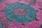 Alfombra rosa antigua tejida a mano tallada, Imagen 5