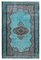 Antiker Handgewebter Gewebter Überfärbter Teppich in Türkis 1