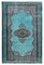 Turquoise Antique Handwoven Carved Overdyed Rug 1