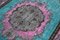 Anatolischer Teppich aus handgewebter türkiser Wolle 5