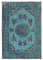 Blue Oriental Handwoven Carved Overdyed Rug 1