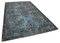 Handbemalter geschnitzter antiker Überfärbter Teppich in Blau 2