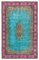 Alfombra turquesa decorativa hecha a mano de lana sobreteñida, Imagen 1