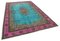 Türkiser Dekorativer Handgemachter Überfärbter Teppich aus Wolle 2