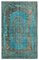 Turquoise Anatolian Hand Knotted Wool Overdyed Rug 1