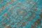 Turquoise Anatolian Hand Knotted Wool Overdyed Rug 5