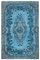 Blue Oriental Handwoven Carved Overdyed Rug 1