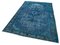 Vintage Turquoise Hand Knotted Wool Overdyed Rug 3