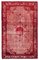 Roter Überfärbter Vintage Handknotted Teppich 1