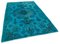 Turquoise Antique Handwoven Carved Overdyed Carpet 2