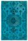 Turquoise Antique Handwoven Carved Overdyed Carpet 1