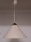 Vintage Pyramidal Ceiling Lamp with Beige Fabric Shade on Teak Mount, 1970s, Image 1