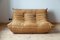 Camel Brown Leather Togo Sofa and Pouf Set by Michel Ducaroy for Ligne Roset, 1970s, Set of 2 10