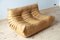 Camel Brown Leather Togo Sofa and Pouf Set by Michel Ducaroy for Ligne Roset, 1970s, Set of 2 2