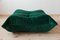 Bottle Green Velvet Togo Lounge Chair, Pouf and 3-Seat Sofa by Michel Ducaroy for Ligne Roset, Set of 3, Image 4