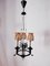 Vintage Wrought Iron Chandelier with Beaded Lampshades, Image 8