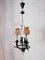 Vintage Wrought Iron Chandelier with Beaded Lampshades 1