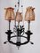 Vintage Wrought Iron Chandelier with Beaded Lampshades, Image 9