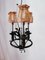 Vintage Wrought Iron Chandelier with Beaded Lampshades 3