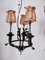Vintage Wrought Iron Chandelier with Beaded Lampshades, Image 4