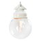 Vintage Industrial White Porcelain Clear Glass Pendant Light 1