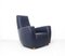 Vintage Blue Leather Lounge Chair by Gerard van den Berg for Label, 1990s 13