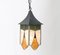 Wrought Iron Art Deco Lantern with Stained Glass 6