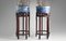 Chinese Porcelain Planters with Rosewood Pedestals, 1900s, Set of 2 1