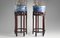 Chinese Porcelain Planters with Rosewood Pedestals, 1900s, Set of 2, Image 1