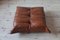 Vintage Whiskey Brown Togo Lounge Chair and Pouf Set by Michel Ducaroy for Ligne Roset, 1970s, Image 7