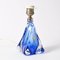 Blaue Mid-Century Glas Tischlampe von Val Saint Lambert, 1950er 3